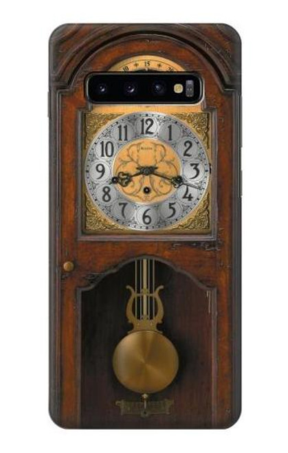 W3173 Grandfather Clock Antique Wall Clock Hard Case and Leather Flip Case For Samsung Galaxy S10 Plus