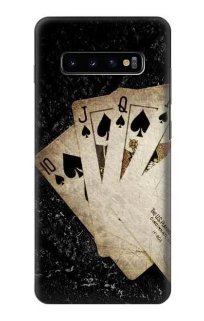 W3231 Vintage Royal Straight Flush Cards Hard Case and Leather Flip Case For Samsung Galaxy S10 Plus