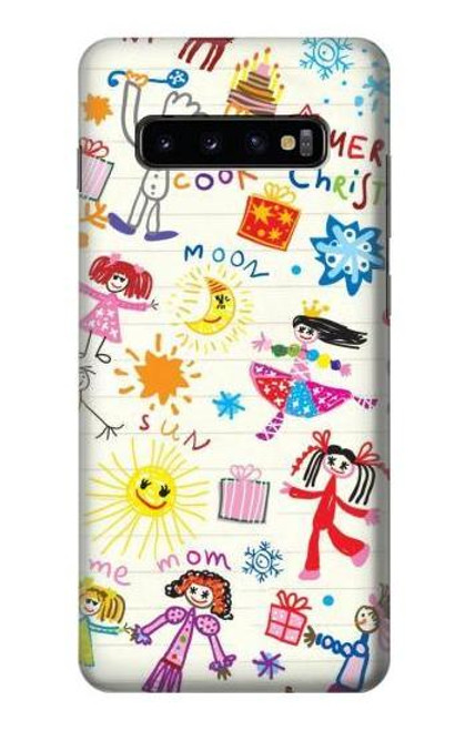 W3280 Kids Drawing Hard Case and Leather Flip Case For Samsung Galaxy S10 Plus