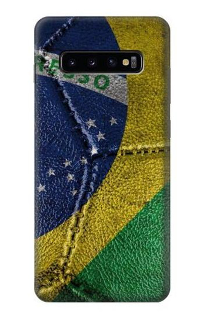 W3297 Brazil Flag Vintage Football Graphic Hard Case and Leather Flip Case For Samsung Galaxy S10 Plus