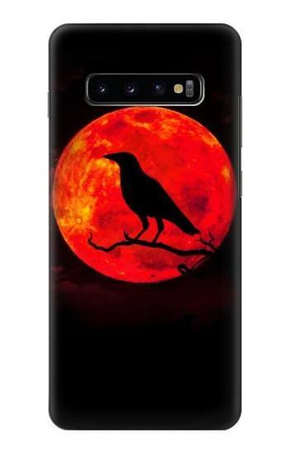 W3328 Crow Red Moon Hard Case and Leather Flip Case For Samsung Galaxy S10 Plus