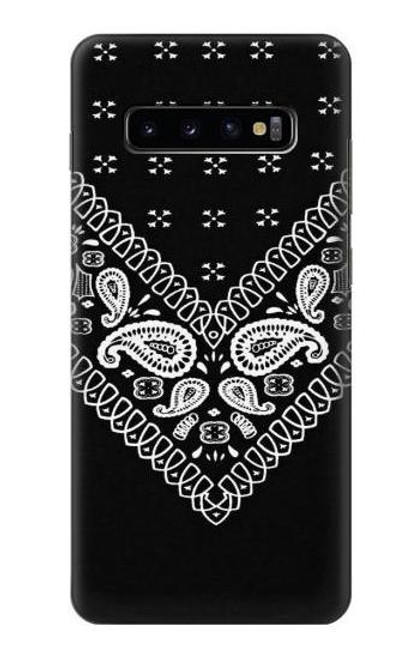 W3363 Bandana Black Pattern Hard Case and Leather Flip Case For Samsung Galaxy S10 Plus