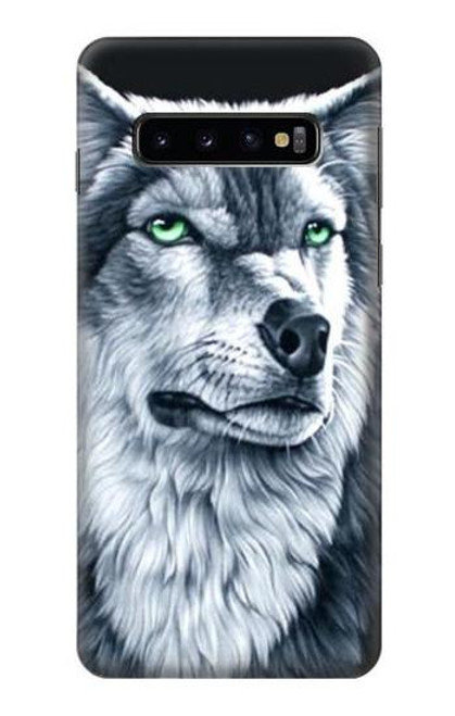 W0123 Grim White Wolf Hard Case and Leather Flip Case For Samsung Galaxy S10