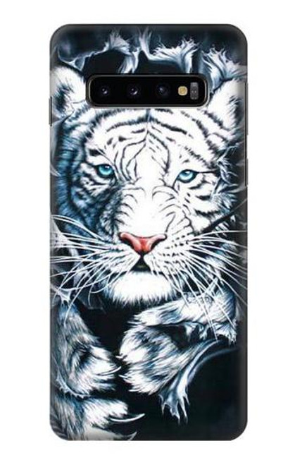 W0265 White Tiger Hard Case and Leather Flip Case For Samsung Galaxy S10