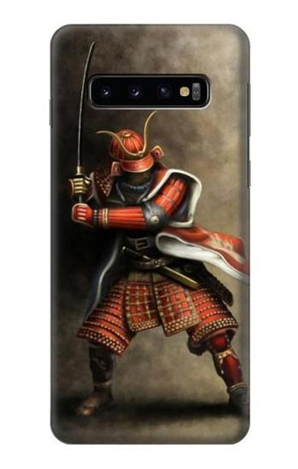 W0796 Japan Red Samurai Hard Case and Leather Flip Case For Samsung Galaxy S10