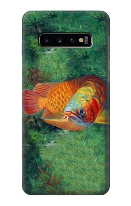 W1157 Red Arowana Fish Hard Case and Leather Flip Case For Samsung Galaxy S10