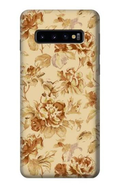 W2180 Flower Floral Vintage Pattern Hard Case and Leather Flip Case For Samsung Galaxy S10