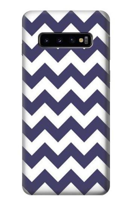 W2345 Navy Blue Shavron Zig Zag Pattern Hard Case and Leather Flip Case For Samsung Galaxy S10