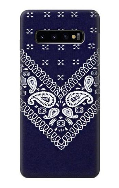 W3357 Navy Blue Bandana Pattern Hard Case and Leather Flip Case For Samsung Galaxy S10