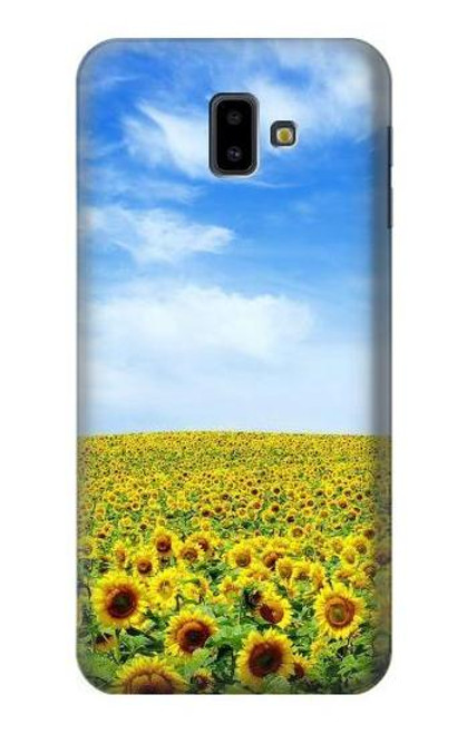 W0232 Sunflower Hard Case and Leather Flip Case For Samsung Galaxy J6+ (2018), J6 Plus (2018)