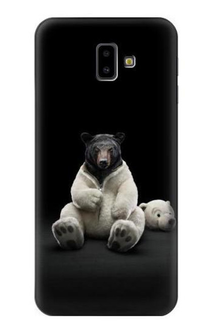 W0878 Black Bear Hard Case and Leather Flip Case For Samsung Galaxy J6+ (2018), J6 Plus (2018)