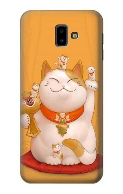 W1217 Maneki Neko Lucky Cat Hard Case and Leather Flip Case For Samsung Galaxy J6+ (2018), J6 Plus (2018)