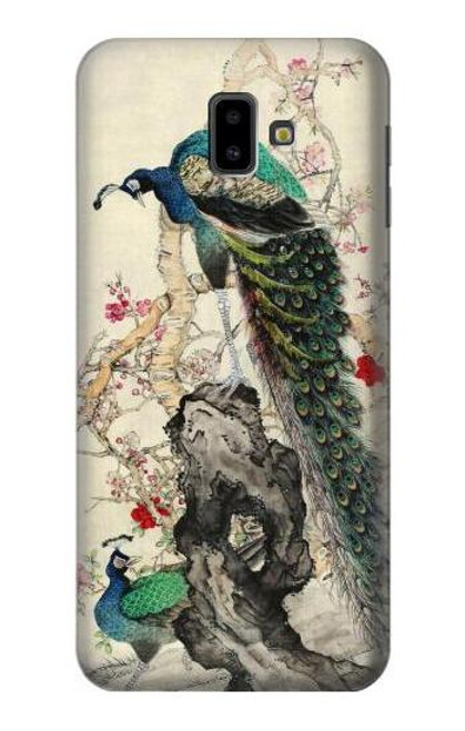 W2086 Peacock Painting Hard Case and Leather Flip Case For Samsung Galaxy J6+ (2018), J6 Plus (2018)