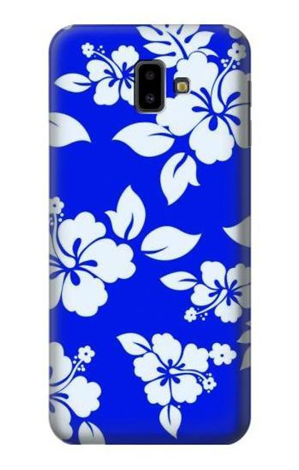 W2244 Hawaiian Hibiscus Blue Pattern Hard Case and Leather Flip Case For Samsung Galaxy J6+ (2018), J6 Plus (2018)