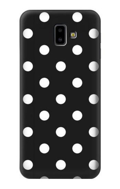 W2299 Black Polka Dots Hard Case and Leather Flip Case For Samsung Galaxy J6+ (2018), J6 Plus (2018)