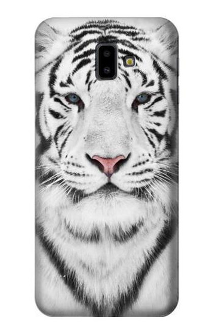 W2553 White Tiger Hard Case and Leather Flip Case For Samsung Galaxy J6+ (2018), J6 Plus (2018)