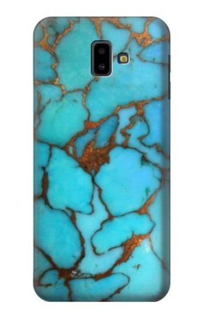 W2685 Aqua Turquoise Gemstone Graphic Printed Hard Case and Leather Flip Case For Samsung Galaxy J6+ (2018), J6 Plus (2018)