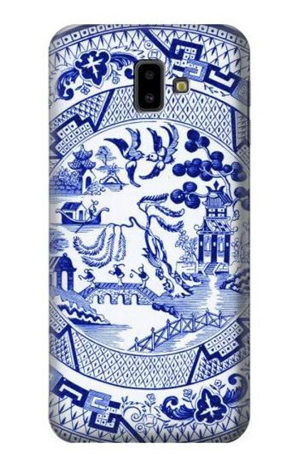 W2768 Willow Pattern Graphic Hard Case and Leather Flip Case For Samsung Galaxy J6+ (2018), J6 Plus (2018)