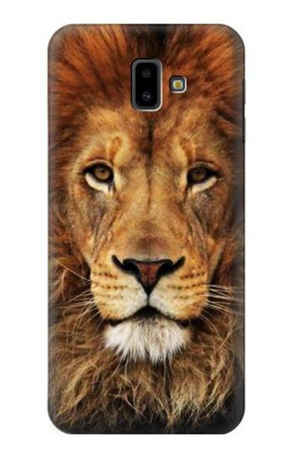 W2870 Lion King of Beasts Hard Case and Leather Flip Case For Samsung Galaxy J6+ (2018), J6 Plus (2018)