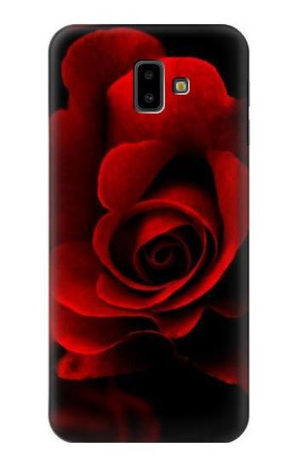 W2898 Red Rose Hard Case and Leather Flip Case For Samsung Galaxy J6+ (2018), J6 Plus (2018)