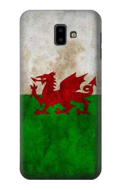 W2976 Wales Football Soccer Euro 2016 Flag Hard Case and Leather Flip Case For Samsung Galaxy J6+ (2018), J6 Plus (2018)