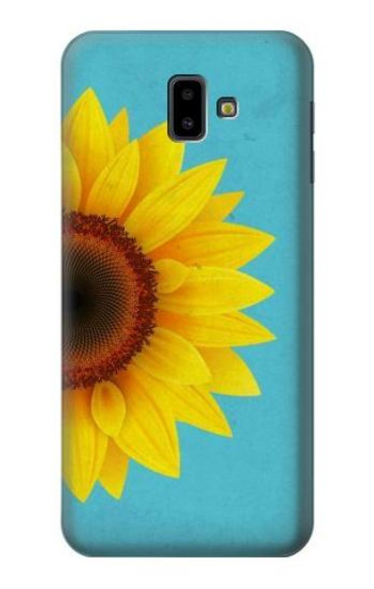 W3039 Vintage Sunflower Blue Hard Case and Leather Flip Case For Samsung Galaxy J6+ (2018), J6 Plus (2018)