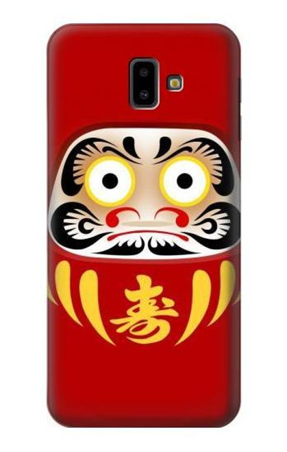 W3045 Japan Good Luck Daruma Doll Hard Case and Leather Flip Case For Samsung Galaxy J6+ (2018), J6 Plus (2018)