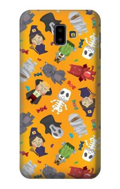 W3275 Cute Halloween Cartoon Pattern Hard Case and Leather Flip Case For Samsung Galaxy J6+ (2018), J6 Plus (2018)