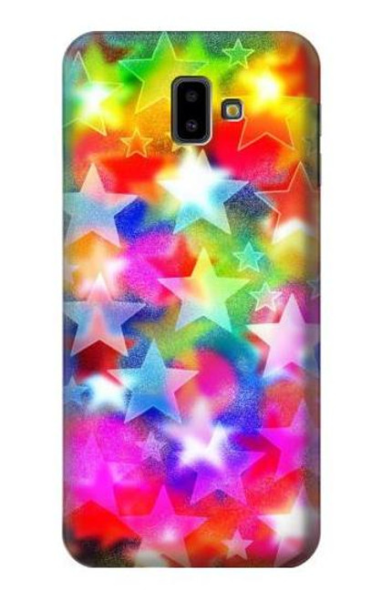 W3292 Colourful Disco Star Hard Case and Leather Flip Case For Samsung Galaxy J6+ (2018), J6 Plus (2018)