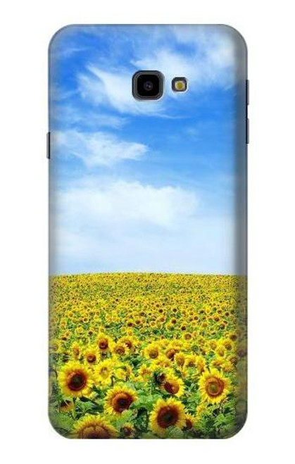 W0232 Sunflower Hard Case and Leather Flip Case For Samsung Galaxy J4+ (2018), J4 Plus (2018)
