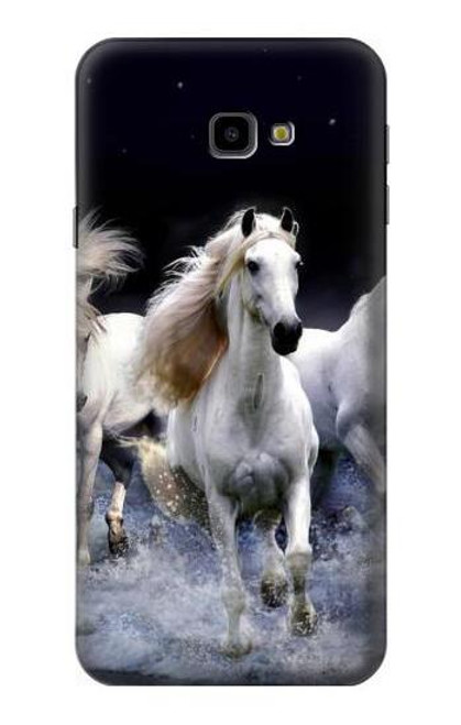 W0246 White Horse Hard Case and Leather Flip Case For Samsung Galaxy J4+ (2018), J4 Plus (2018)