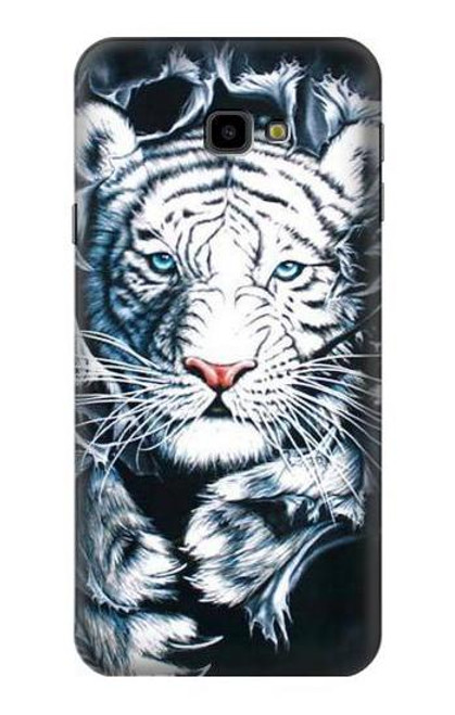 W0265 White Tiger Hard Case and Leather Flip Case For Samsung Galaxy J4+ (2018), J4 Plus (2018)