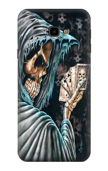 W0748 Grim Reaper Death Poker Hard Case and Leather Flip Case For Samsung Galaxy J4+ (2018), J4 Plus (2018)