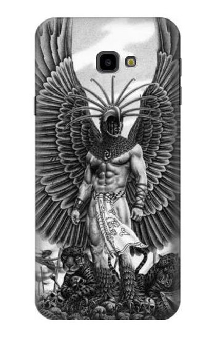 W1235 Aztec Warrior Hard Case and Leather Flip Case For Samsung Galaxy J4+ (2018), J4 Plus (2018)