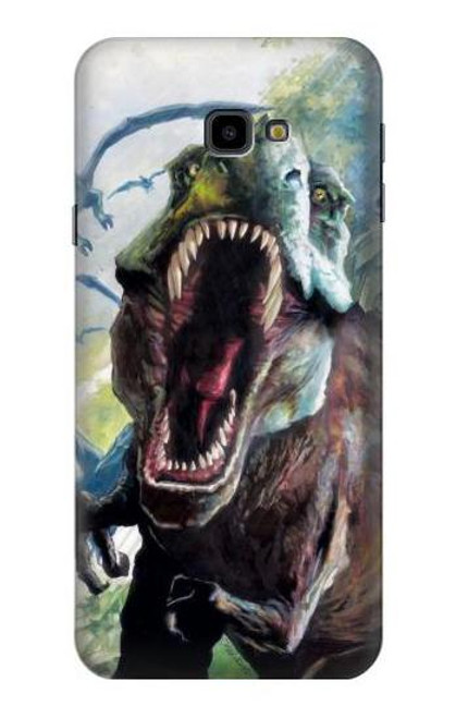 W1453 Trex Tyrannosaurus Rex Dinosaur Hard Case and Leather Flip Case For Samsung Galaxy J4+ (2018), J4 Plus (2018)