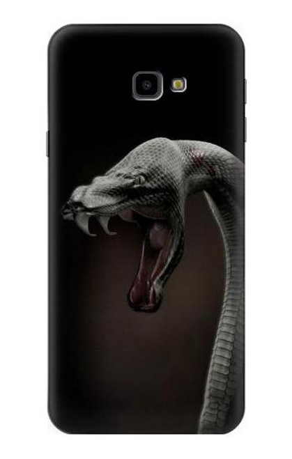 W1597 Black Mamba Snake Hard Case and Leather Flip Case For Samsung Galaxy J4+ (2018), J4 Plus (2018)