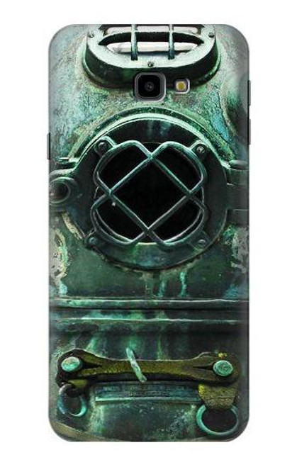 W2632 Antique Vintage Deep Sea Diver Helmet Hard Case and Leather Flip Case For Samsung Galaxy J4+ (2018), J4 Plus (2018)