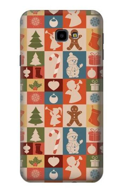 W2854 Cute Xmas Pattern Hard Case and Leather Flip Case For Samsung Galaxy J4+ (2018), J4 Plus (2018)