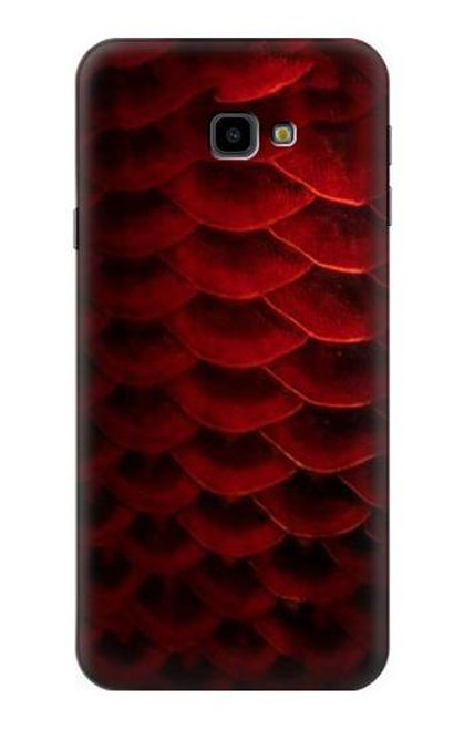 W2879 Red Arowana Fish Scale Hard Case and Leather Flip Case For Samsung Galaxy J4+ (2018), J4 Plus (2018)