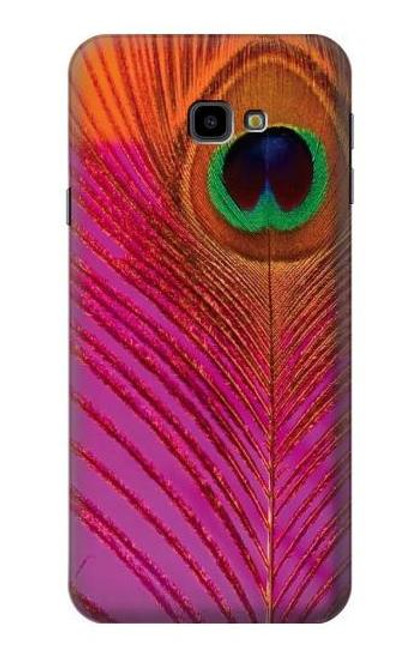 W3201 Pink Peacock Feather Hard Case and Leather Flip Case For Samsung Galaxy J4+ (2018), J4 Plus (2018)