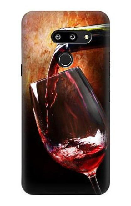 W2396 Red Wine Bottle And Glass Hard Case and Leather Flip Case For LG G8 ThinQ