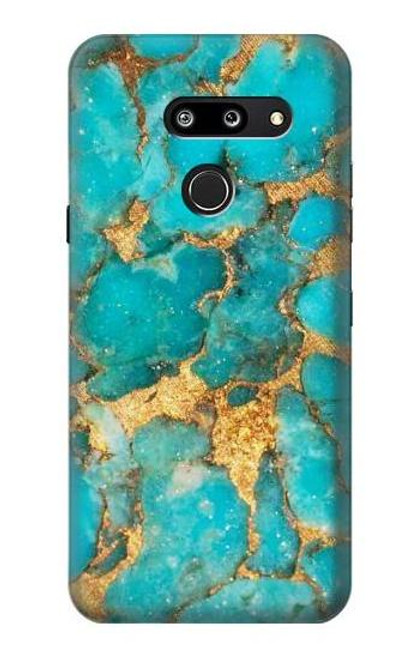 W2906 Aqua Turquoise Stone Hard Case and Leather Flip Case For LG G8 ThinQ