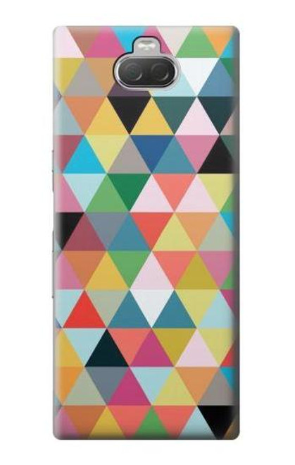 W3049 Triangles Vibrant Colors Hard Case and Leather Flip Case For Sony Xperia 10