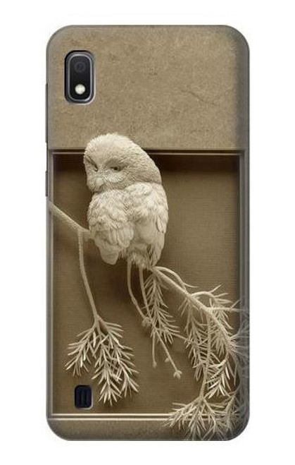 W1386 Paper Sculpture Owl Hard Case and Leather Flip Case For Samsung Galaxy A10