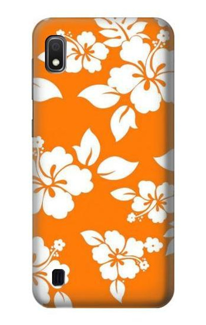 W2245 Hawaiian Hibiscus Orange Pattern Hard Case and Leather Flip Case For Samsung Galaxy A10