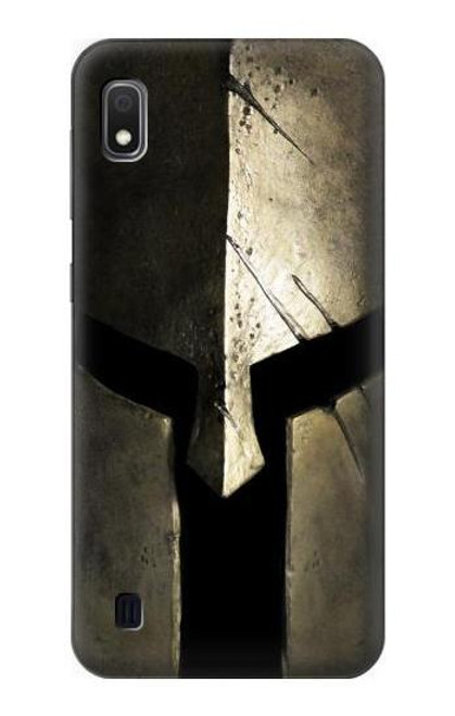 W2673 Spartan Warrior Helmet Hard Case and Leather Flip Case For Samsung Galaxy A10