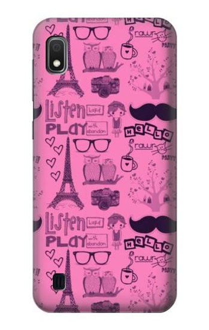 W2885 Paris Pink Hard Case and Leather Flip Case For Samsung Galaxy A10