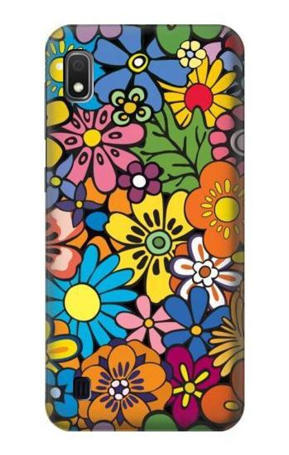 W3281 Colorful Hippie Flowers Pattern Hard Case and Leather Flip Case For Samsung Galaxy A10