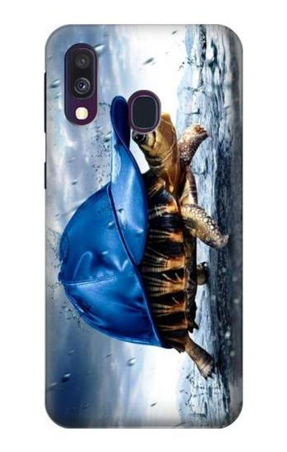 W0084 Turtle in the Rain Hard Case and Leather Flip Case For Samsung Galaxy A40