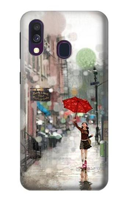 W0108 Girl in The Rain Hard Case and Leather Flip Case For Samsung Galaxy A40